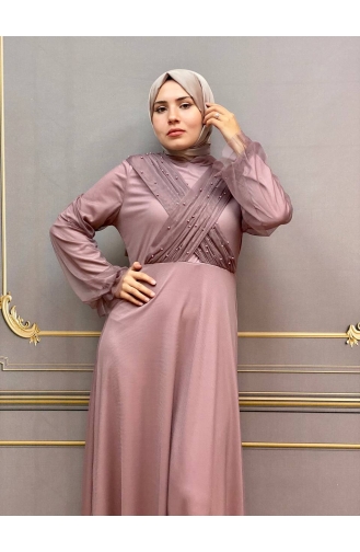 Light Lilac Hijab Evening Dress 2354-04