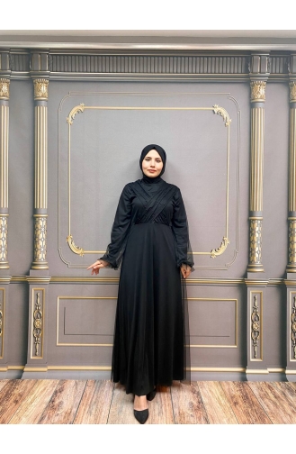 Schwarz Hijab-Abendkleider 2354-05