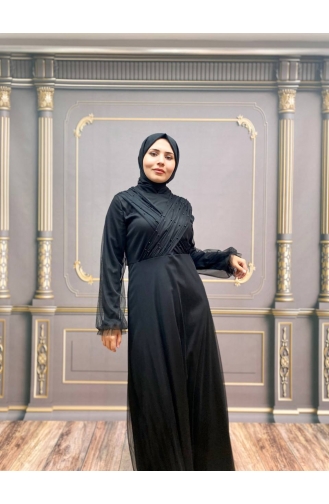 Schwarz Hijab-Abendkleider 2354-05