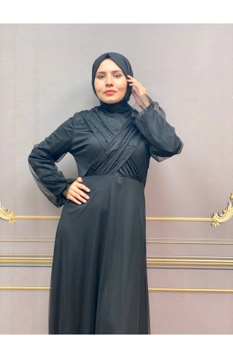 Schwarz Hijab-Abendkleider 2354-05