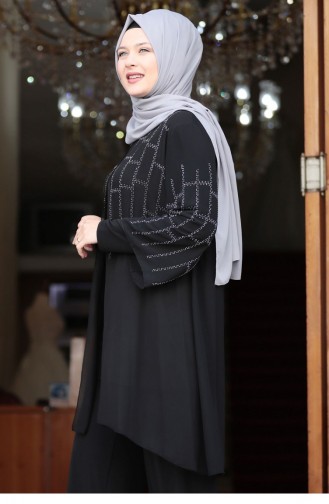 Amine Hüma Bade İkili Tesettür Takım Siyah