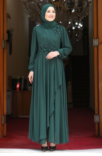 Smaragdgrün Hijab-Abendkleider 2133
