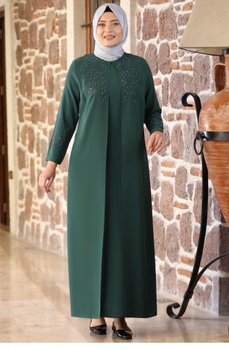 فساتين سهرة بتصميم اسلامي أخضر زمردي 2149