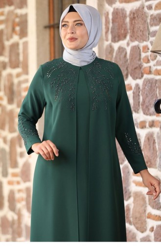 فساتين سهرة بتصميم اسلامي أخضر زمردي 2149