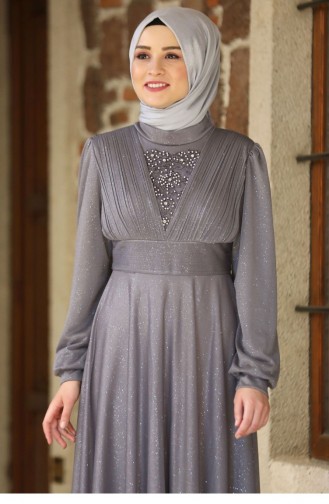 Anthrazit Hijab-Abendkleider 2161