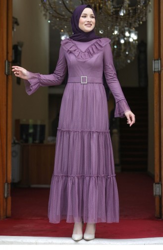 Lavender Color Hijab Dress 2166