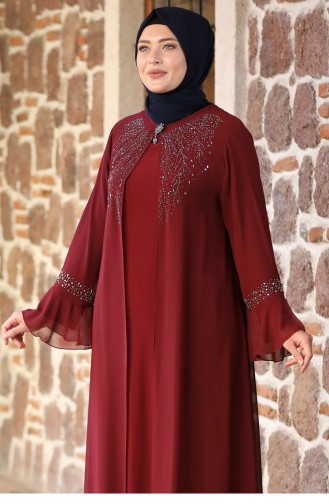 Weinrot Hijab-Abendkleider 2188