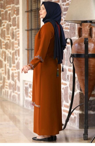 Brick Red Hijab Evening Dress 2423