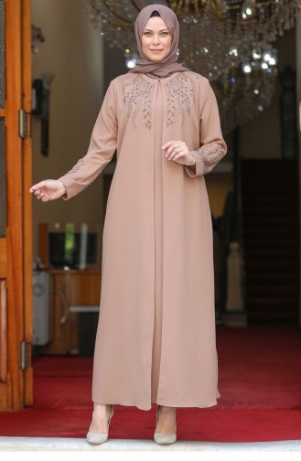 Mink Hijab Evening Dress 2427