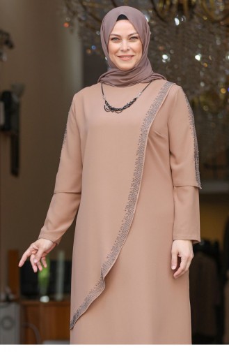 Mink Hijab Evening Dress 2429