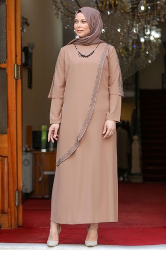 Mink Hijab Evening Dress 2429
