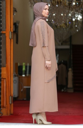 Mink Hijab Evening Dress 2429