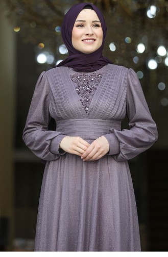 Lavendel-Farbe Hijab-Abendkleider 2438