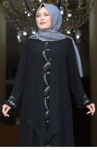 Black Hijab Evening Dress 2472