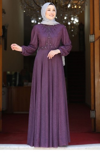 Plum Hijab Evening Dress 2486