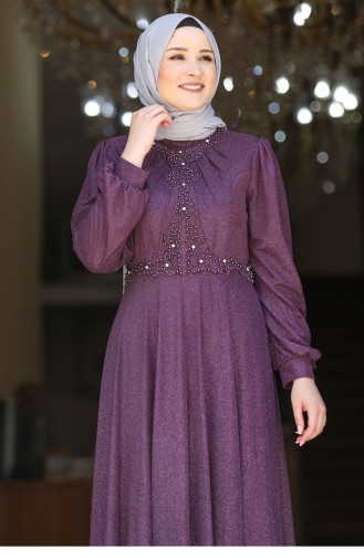Plum Hijab Evening Dress 2486