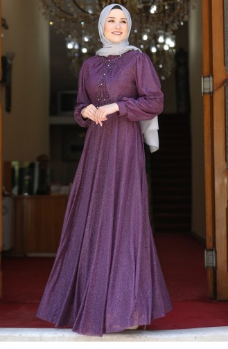 Plum Hijab Evening Dress 2486