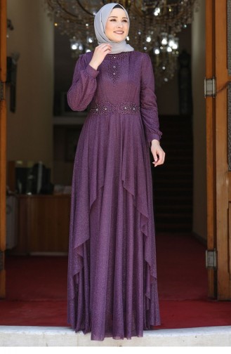 Purple Hijab Evening Dress 2504