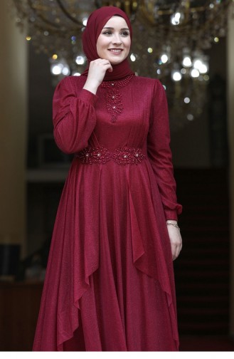 Claret red İslamitische Avondjurk 2507