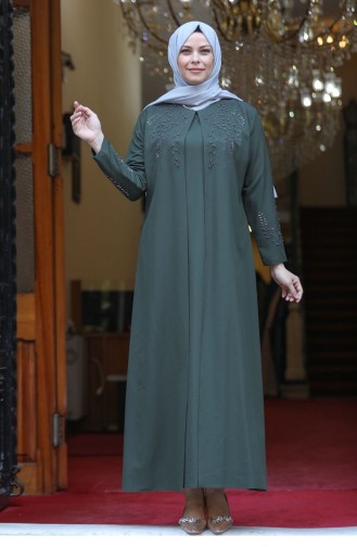 Khaki Hijab Evening Dress 2510