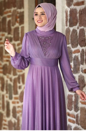 Violet Hijab Evening Dress 2530