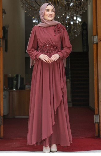 Cinnamon Color Hijab Evening Dress 2531