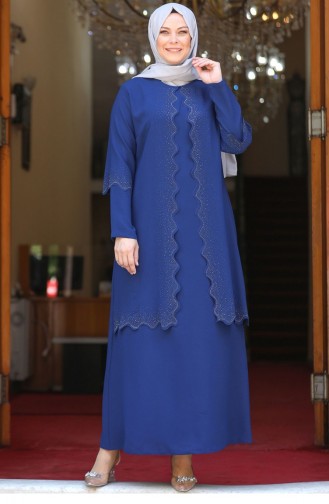 Indigo Hijab Evening Dress 2562