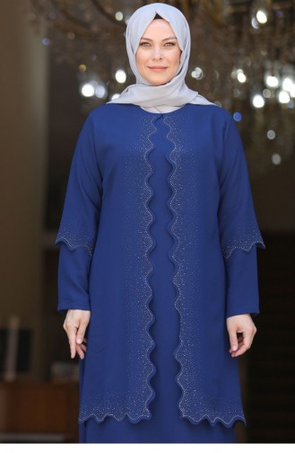 Indigo Hijab-Abendkleider 2562