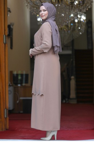 Mink Hijab Evening Dress 2563