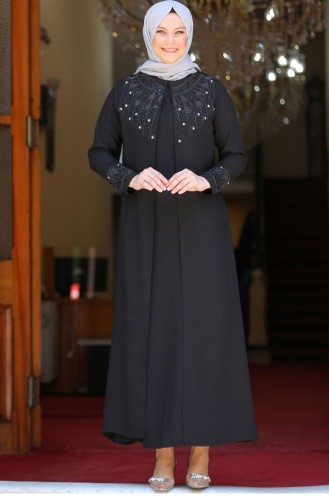 Black Hijab Evening Dress 2576