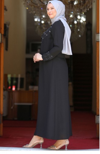 Black Hijab Evening Dress 2576