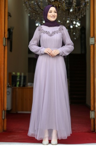Violet Hijab Evening Dress 2599