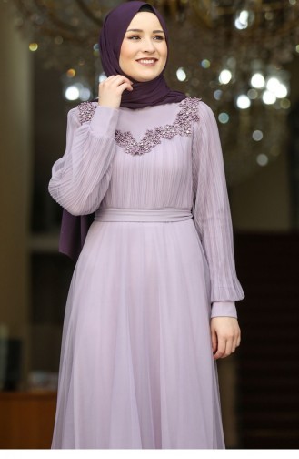 Violet Hijab Evening Dress 2599