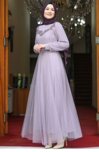 Violet Hijab Evening Dress 2599