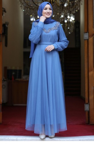 Indigo Hijab-Abendkleider 2601