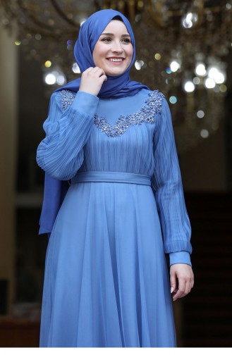 Indigo Hijab Evening Dress 2601
