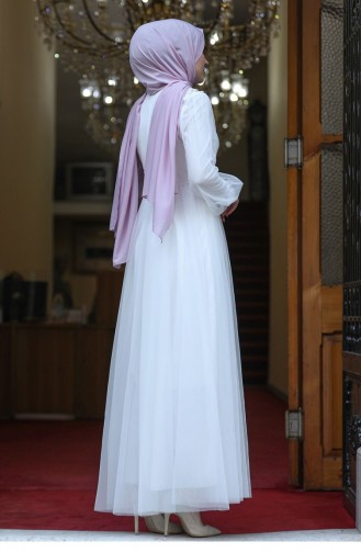 Naturfarbe Hijab-Abendkleider 2605