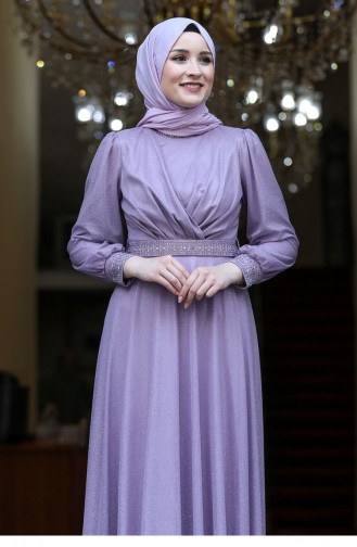 Violet Hijab Evening Dress 2611