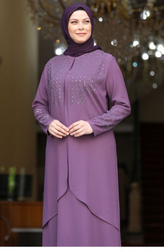 Purple Hijab Evening Dress 2627