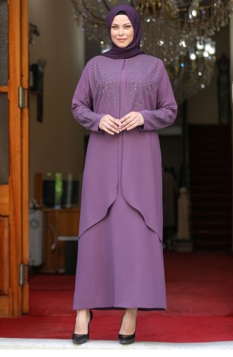 Purple Hijab Evening Dress 2627