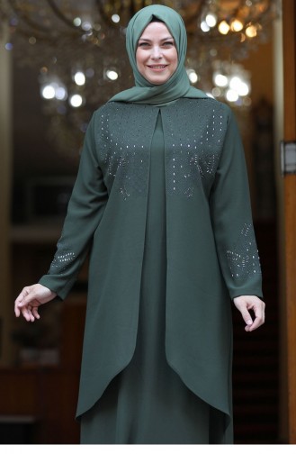Khaki Hijab-Abendkleider 2628
