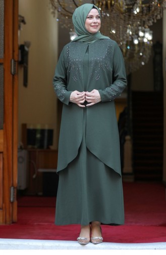 Khaki Hijab Evening Dress 2628