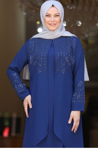 Indigo İslamitische Avondjurk 2633