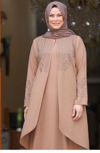 Mink Hijab Evening Dress 2634