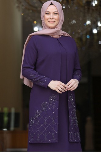 Purple Hijab Evening Dress 2637