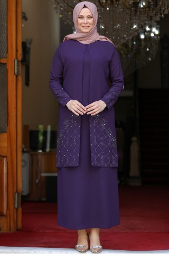 Purple Hijab Evening Dress 2637