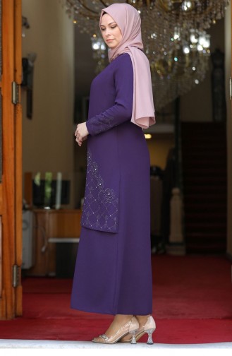 Purple Hijab Evening Dress 2637