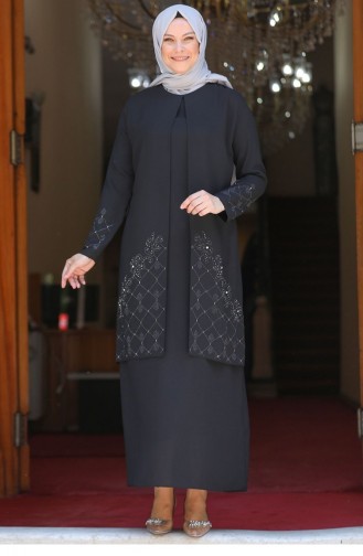 Black Hijab Evening Dress 2638