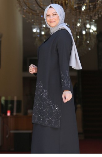 Schwarz Hijab-Abendkleider 2638