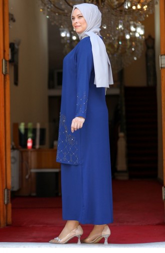 Indigo Hijab Evening Dress 2640